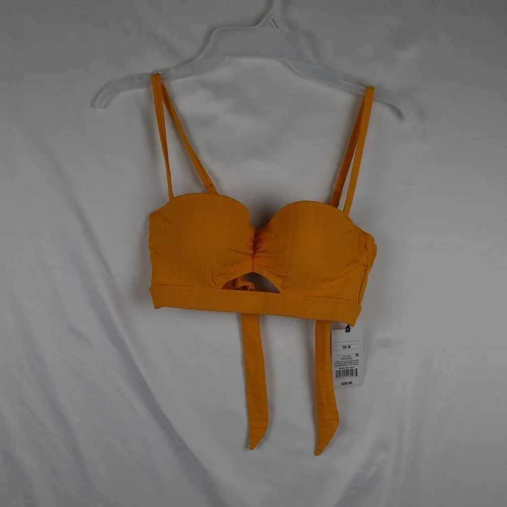 Shade & Shore Bikini Top Womens 32B Light Lift‎ Padded Swimwear Tie Back NWT